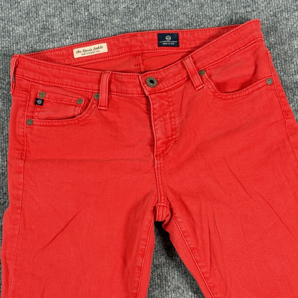 AG Adriano Goldschmied Stevie Ankle Jeans Womens 28R Red Slim Straight Leg USA